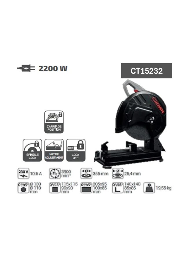 Crown 2200W 14-inch Iron Cutting Disc, Model CT15232 - Image 2